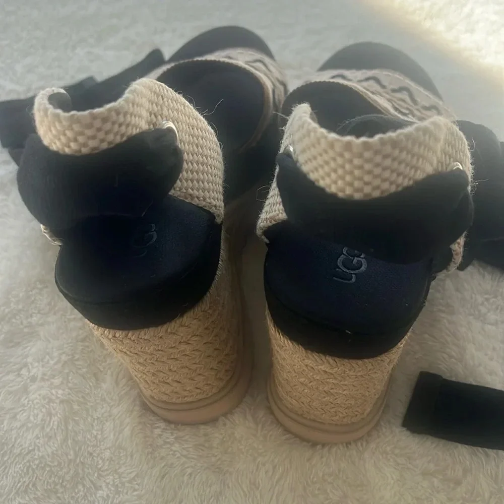 UGG Sz 9.5 Abbot Ankle Wrap Espadrille Sandals Band Tribal Embroidery NEW - Picture 11 of 16
